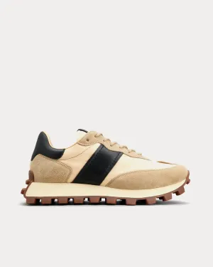 1T Suede & Fabric Beige / Off-White / Brown Low Top Sneakers
