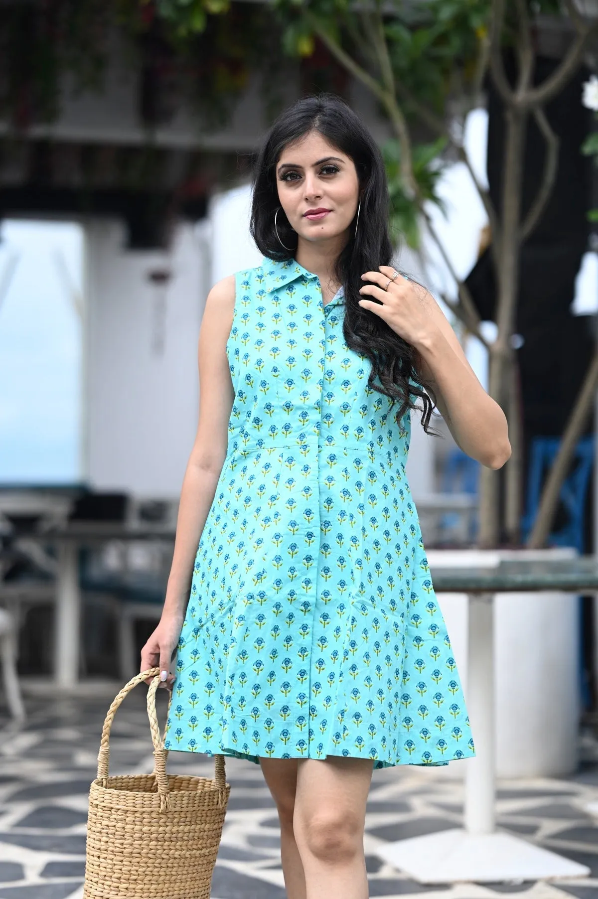 Aster Handblock Print Cotton Dress
