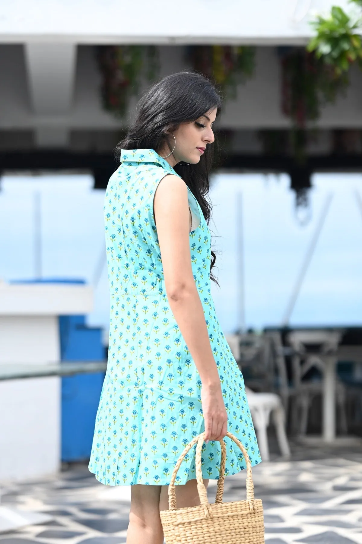 Aster Handblock Print Cotton Dress