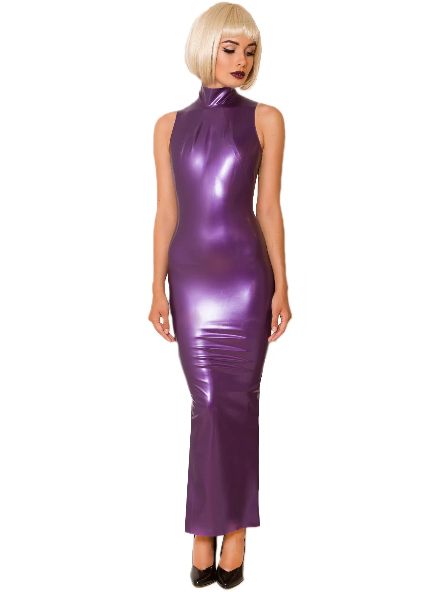 Black Latex Hobble Dress
