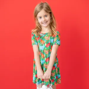 Chicken Friends Short Sleeve Skater Dress