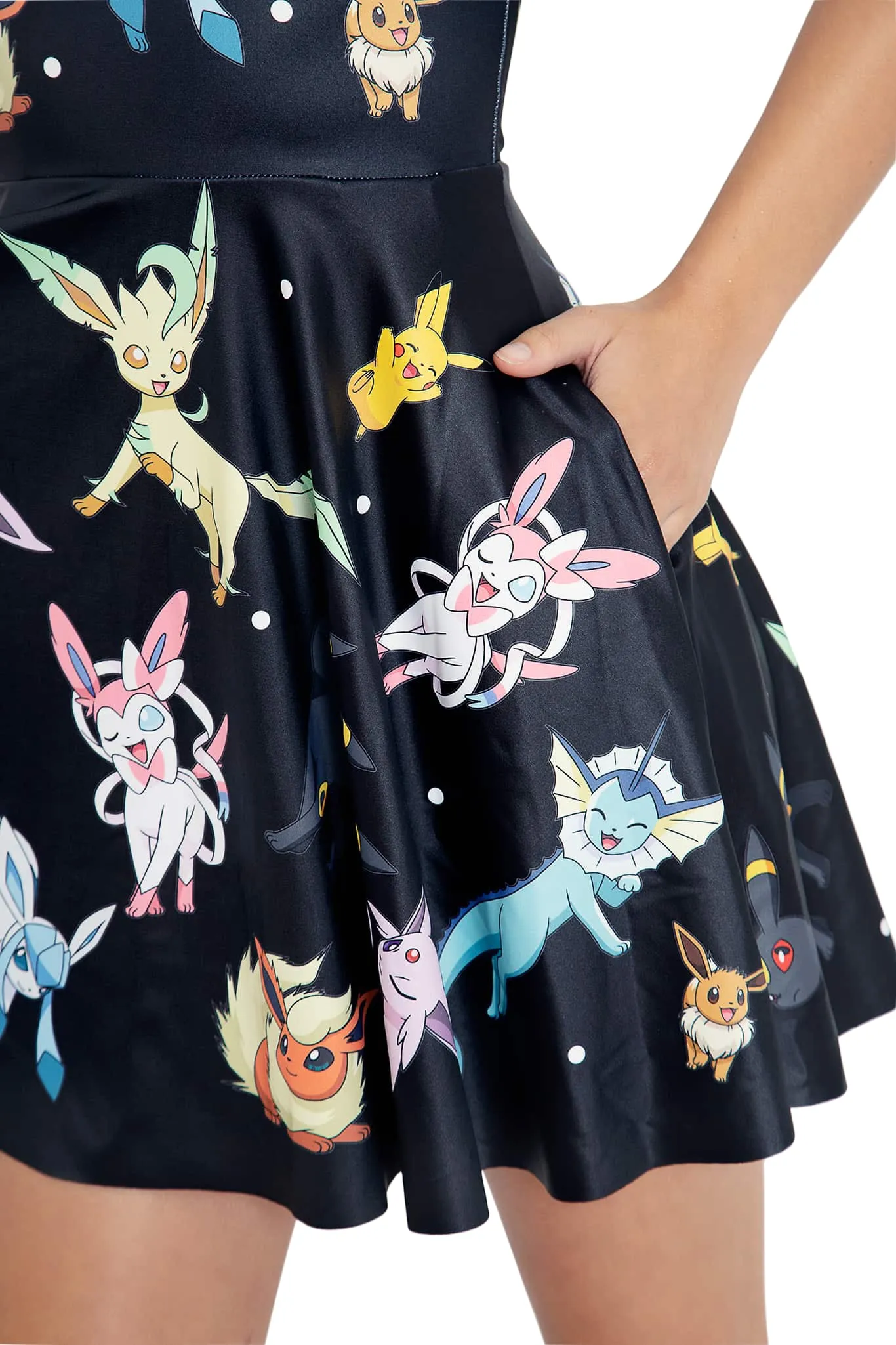 Eevee Evolution Black Scoop Skater Dress