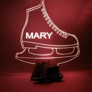 Figure Skating Ice Skate, Sports LED Tabletop Night Light Up Lamp, 16 Color options with Remote