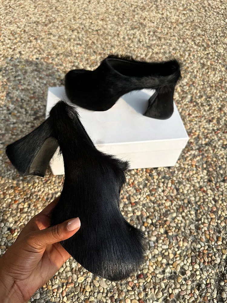 Fur Slip-On Platfom Heels