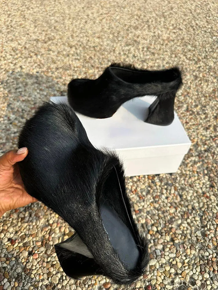 Fur Slip-On Platfom Heels