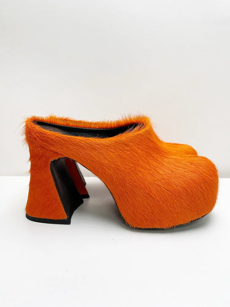 Fur Slip-On Platfom Heels