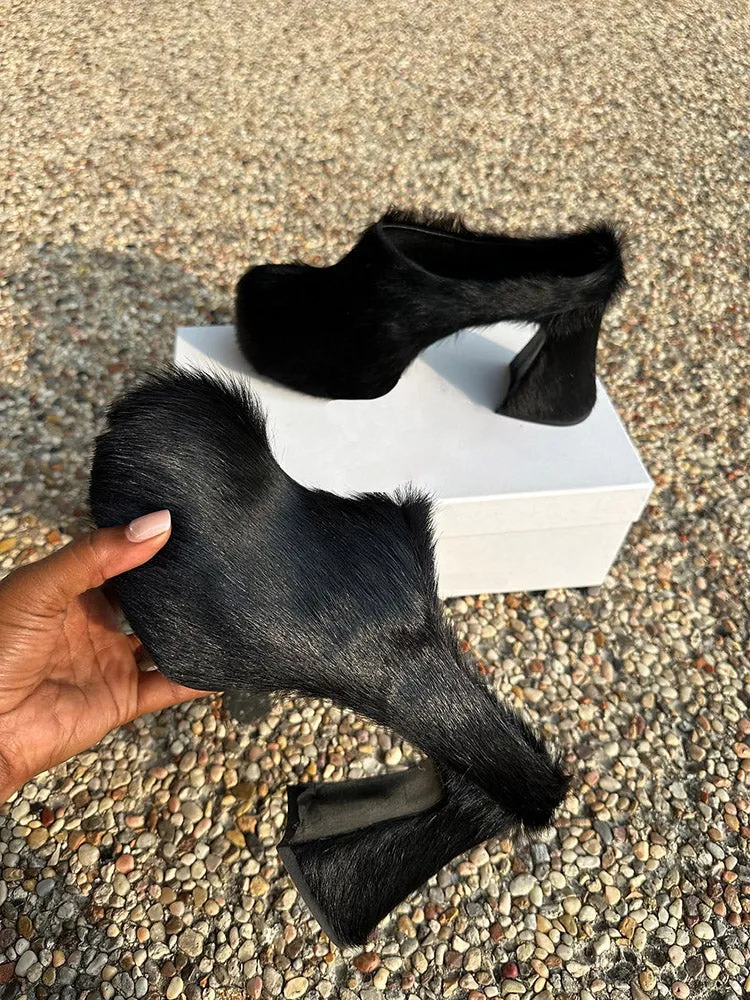 Fur Slip-On Platfom Heels