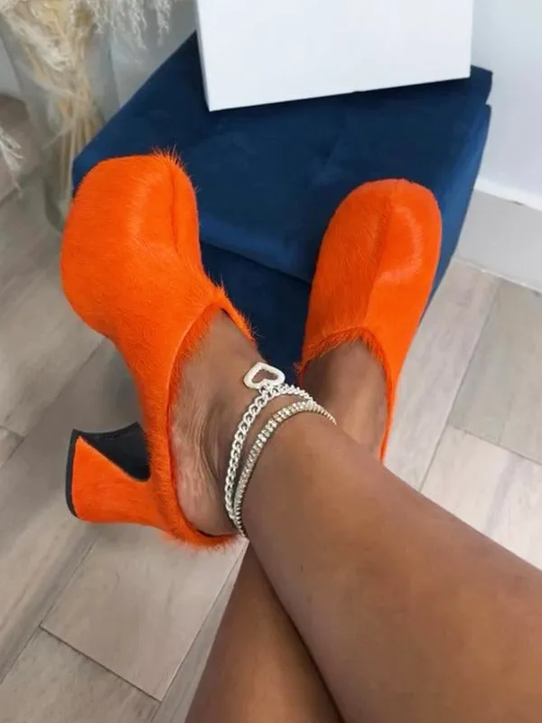 Fur Slip-On Platfom Heels