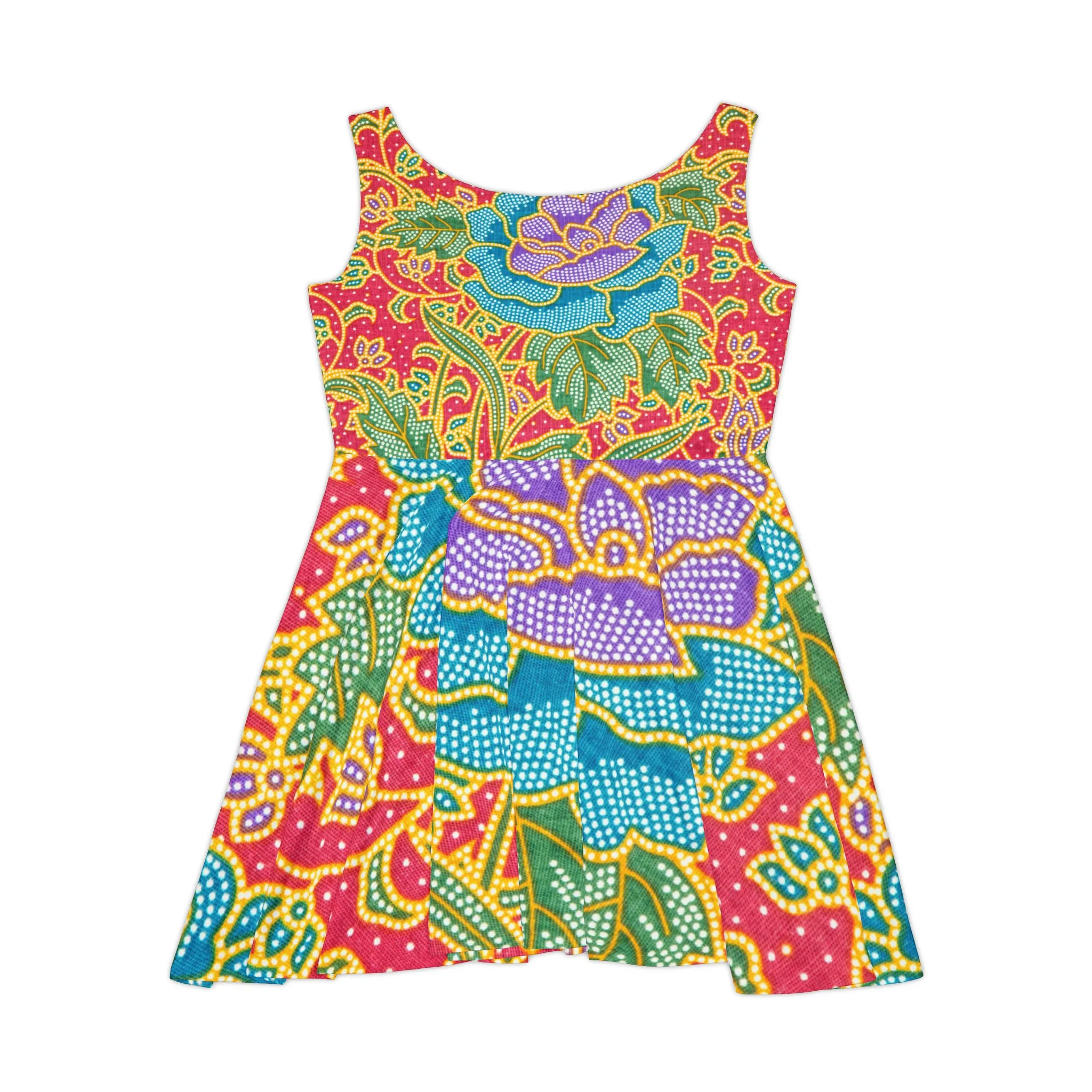 Green and red flowers - Inovax Women's Skater Dress