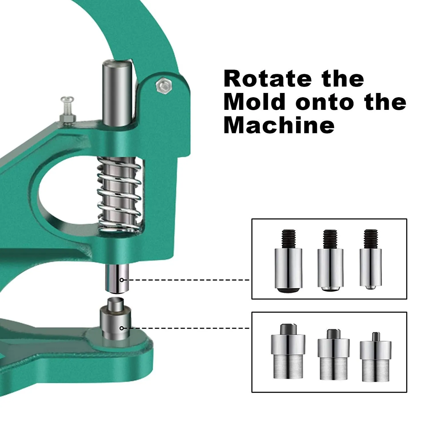 Hand Press Grommet Machine | Heavy Duty Grommet Eyelet Rivet Press Machine Industrial Table Mount Hole Punch Tool Kit with 3 Dies