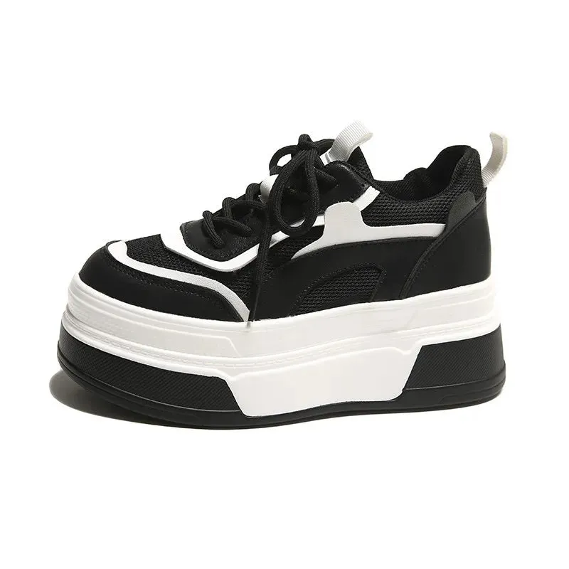 Joskaa 2024 New Women's Black And White Platform Sneakers
