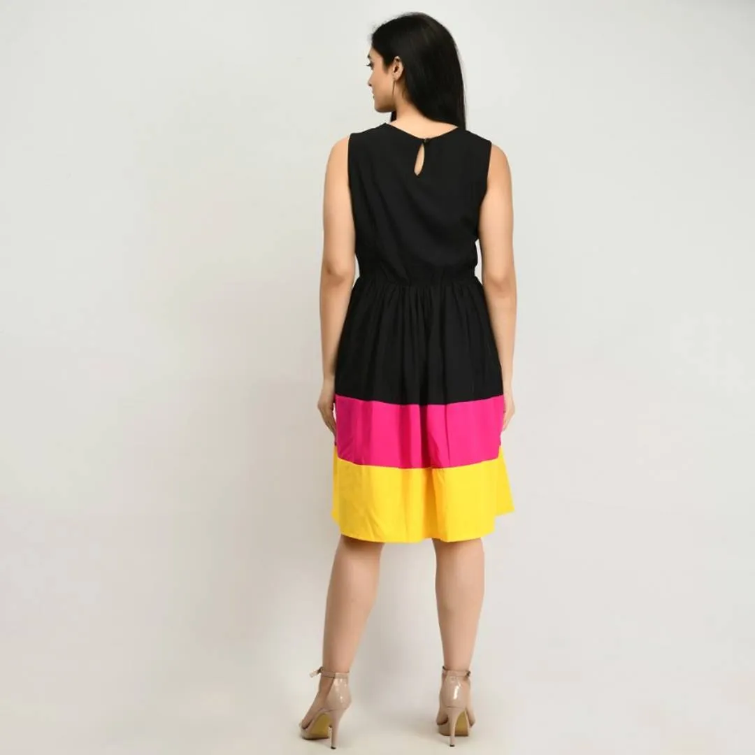 Latest Designer Crepe Black Skater Dress