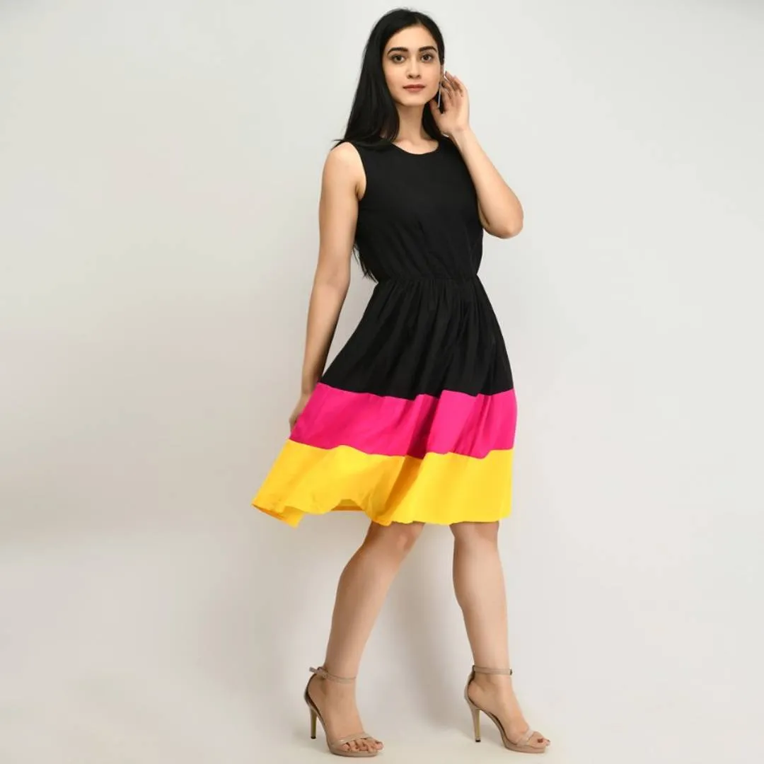 Latest Designer Crepe Black Skater Dress