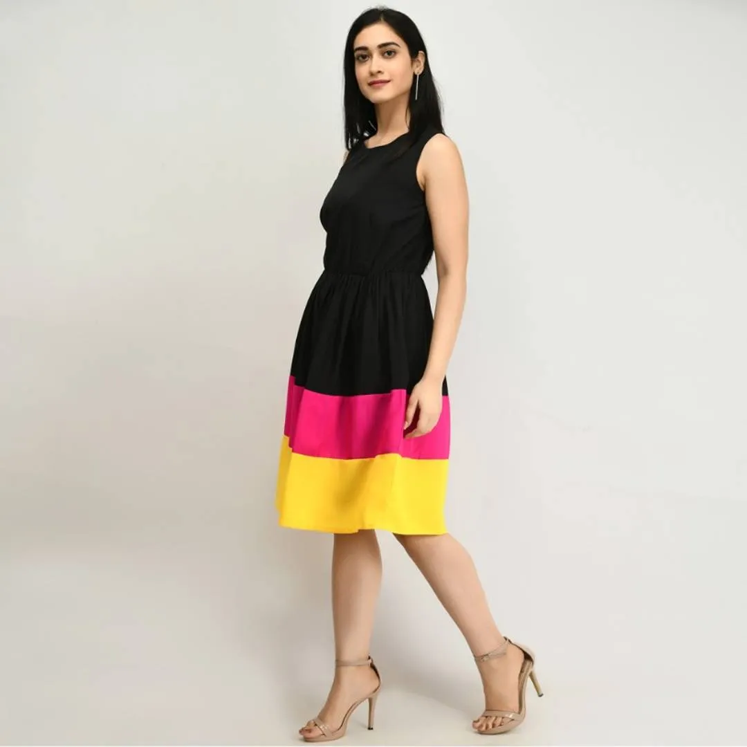Latest Designer Crepe Black Skater Dress