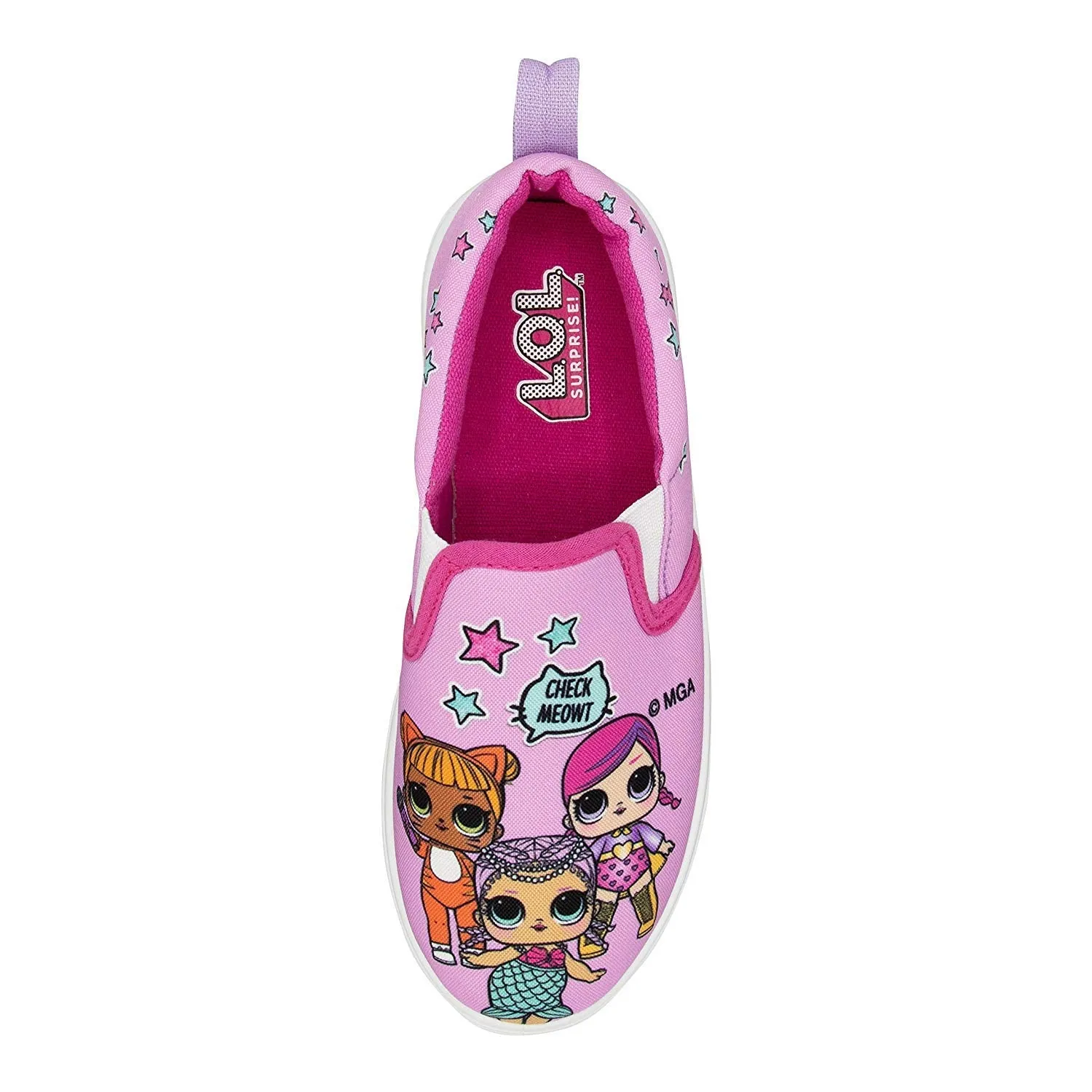 L.O.L. Surprise! Girls Slip-On Canvas Sneaker; Pink Size 12
