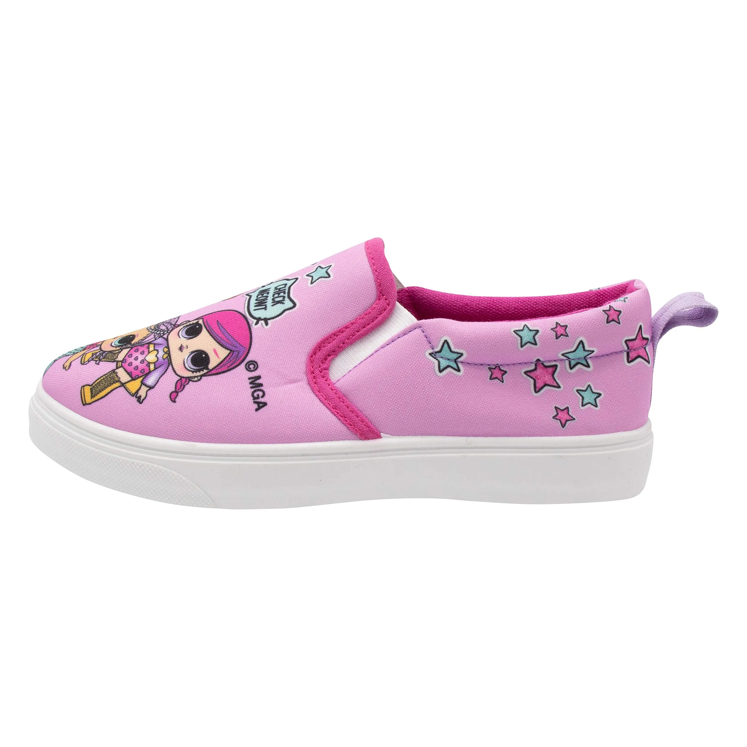 L.O.L. Surprise! Girls Slip-On Canvas Sneaker; Pink Size 12