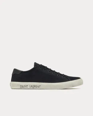 Malibu Canvas & Smooth Leather Black Low Top Sneakers