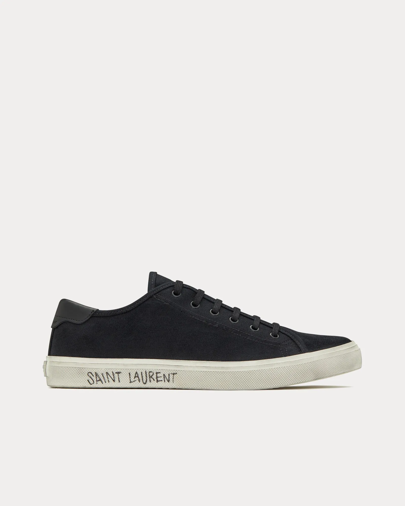Malibu Canvas & Smooth Leather Black Low Top Sneakers
