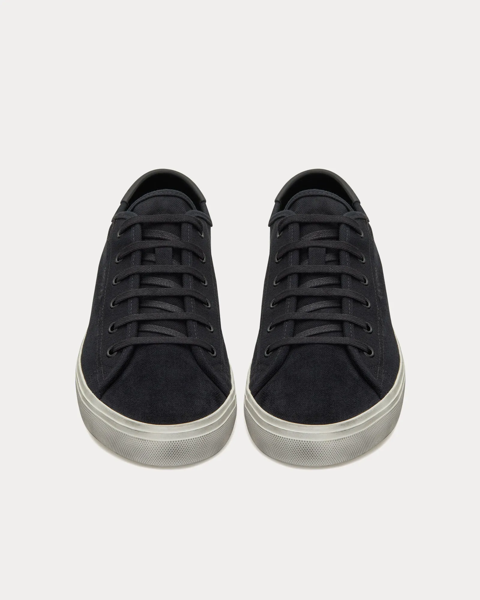 Malibu Canvas & Smooth Leather Black Low Top Sneakers