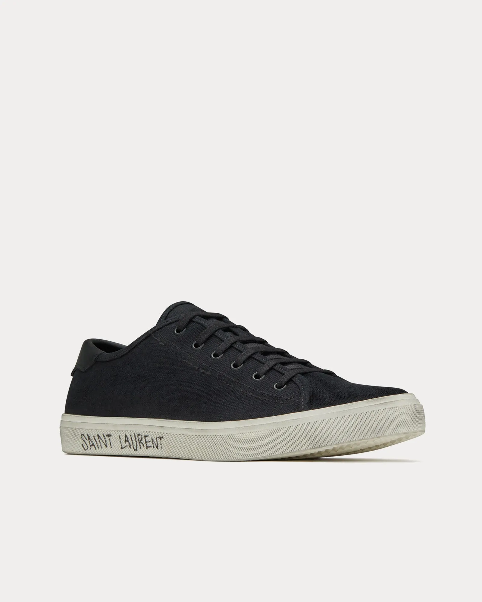 Malibu Canvas & Smooth Leather Black Low Top Sneakers
