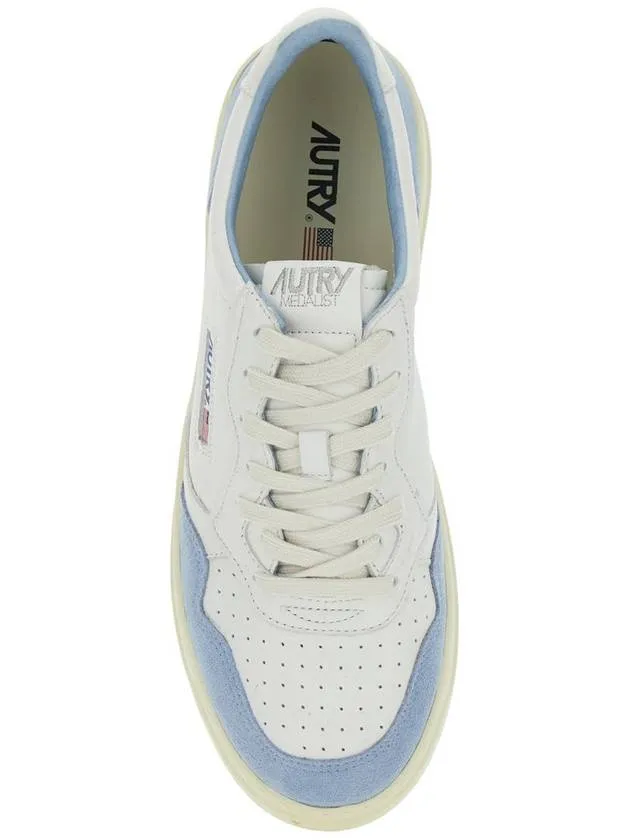 'Medalist Low' White Low Top Sneakers With Side Logo Detail In Leather And Suede Man