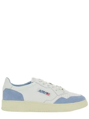 'Medalist Low' White Low Top Sneakers With Side Logo Detail In Leather And Suede Man