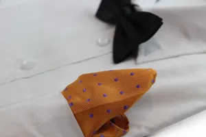 Mens Orange & Purple Small Polka Dot Silk Pocket Square