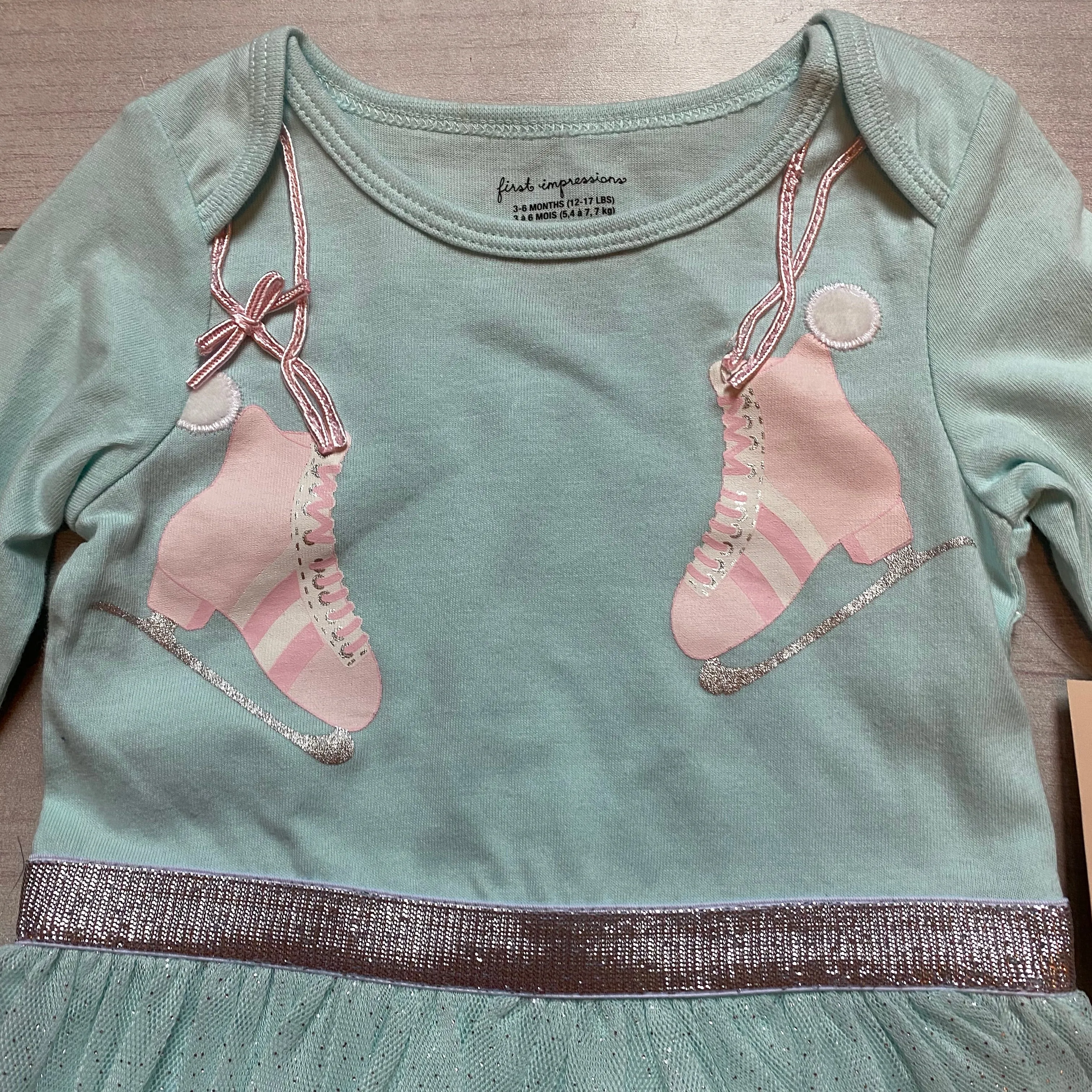 NEW First Impressions Ice Skater Onesie Sparkle Dress
