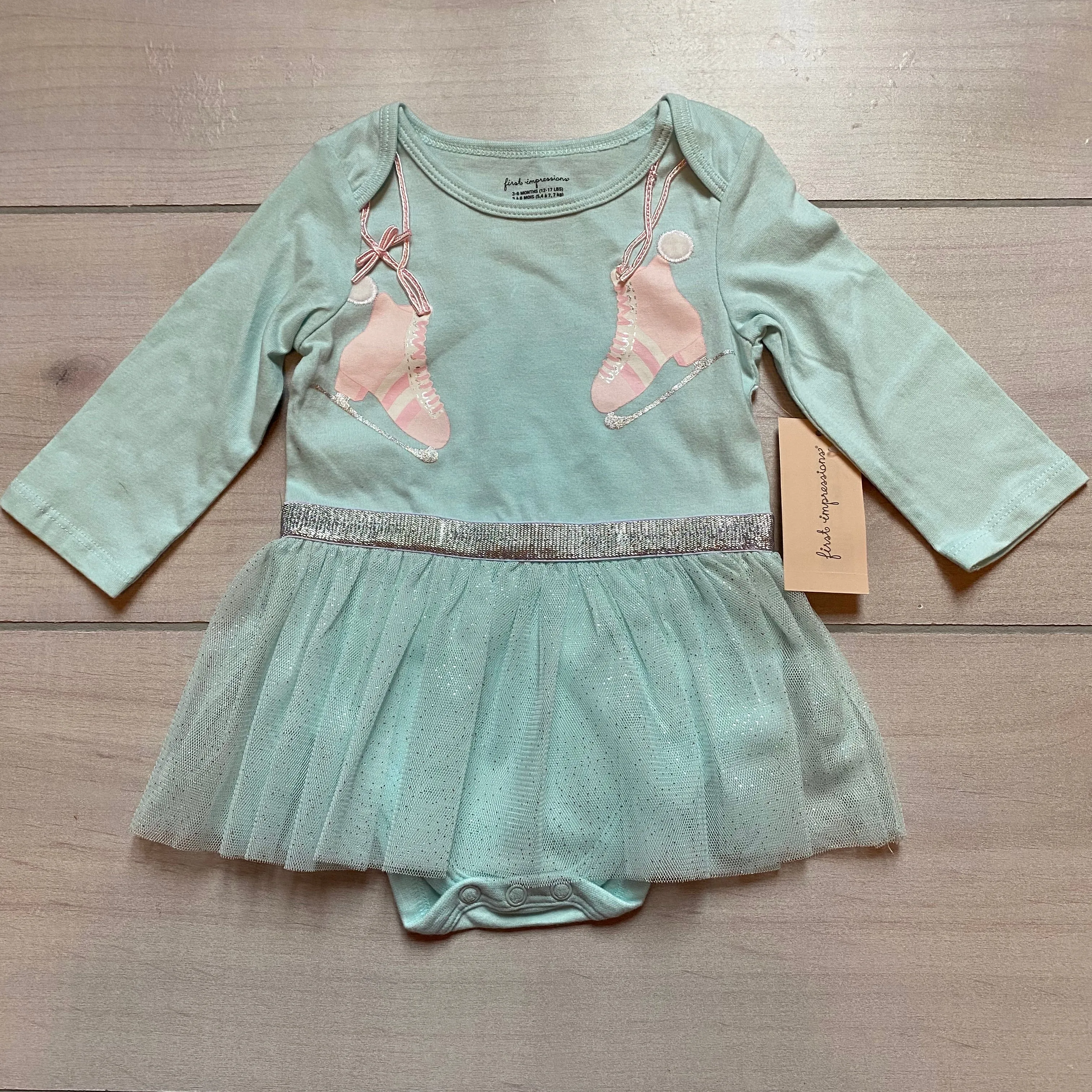 NEW First Impressions Ice Skater Onesie Sparkle Dress