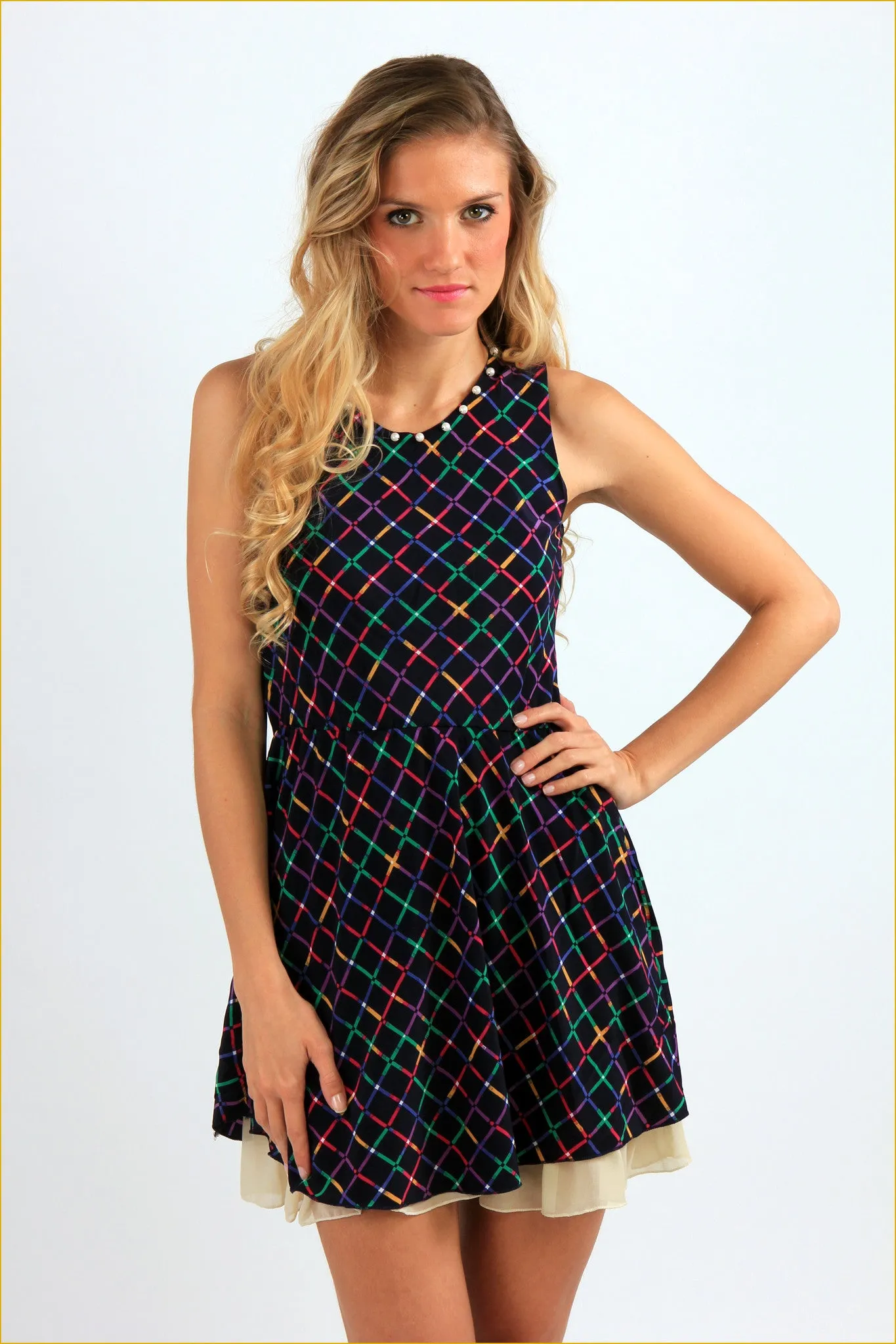 Pearl Detail Mini Dress