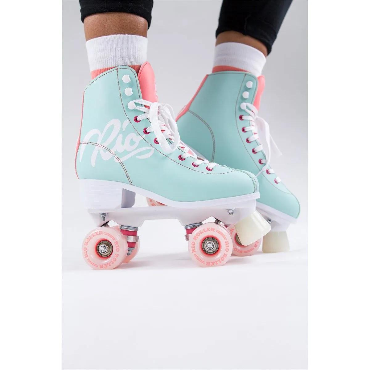 Rio Roller Script Quad Skates - Teal / Coral