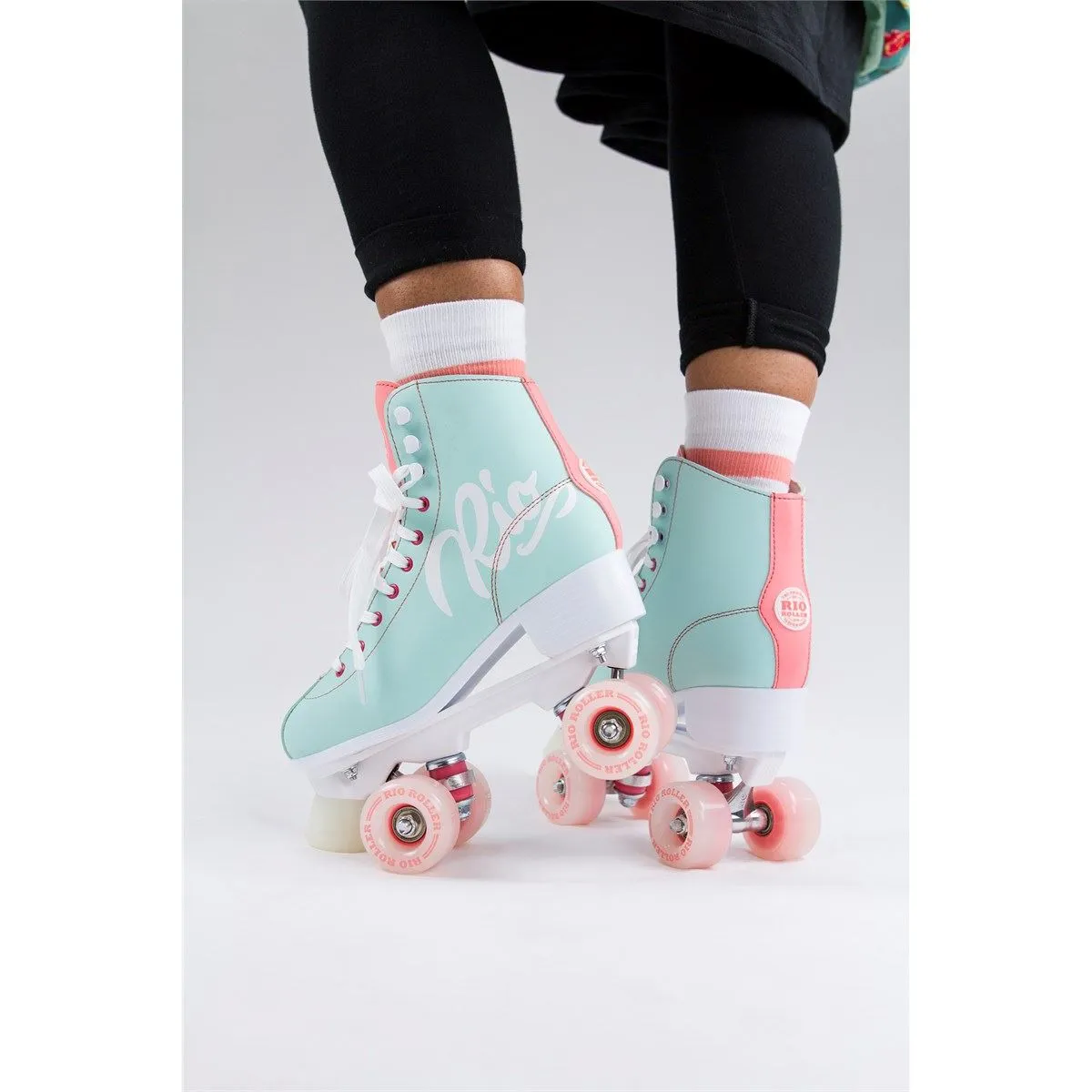 Rio Roller Script Quad Skates - Teal / Coral
