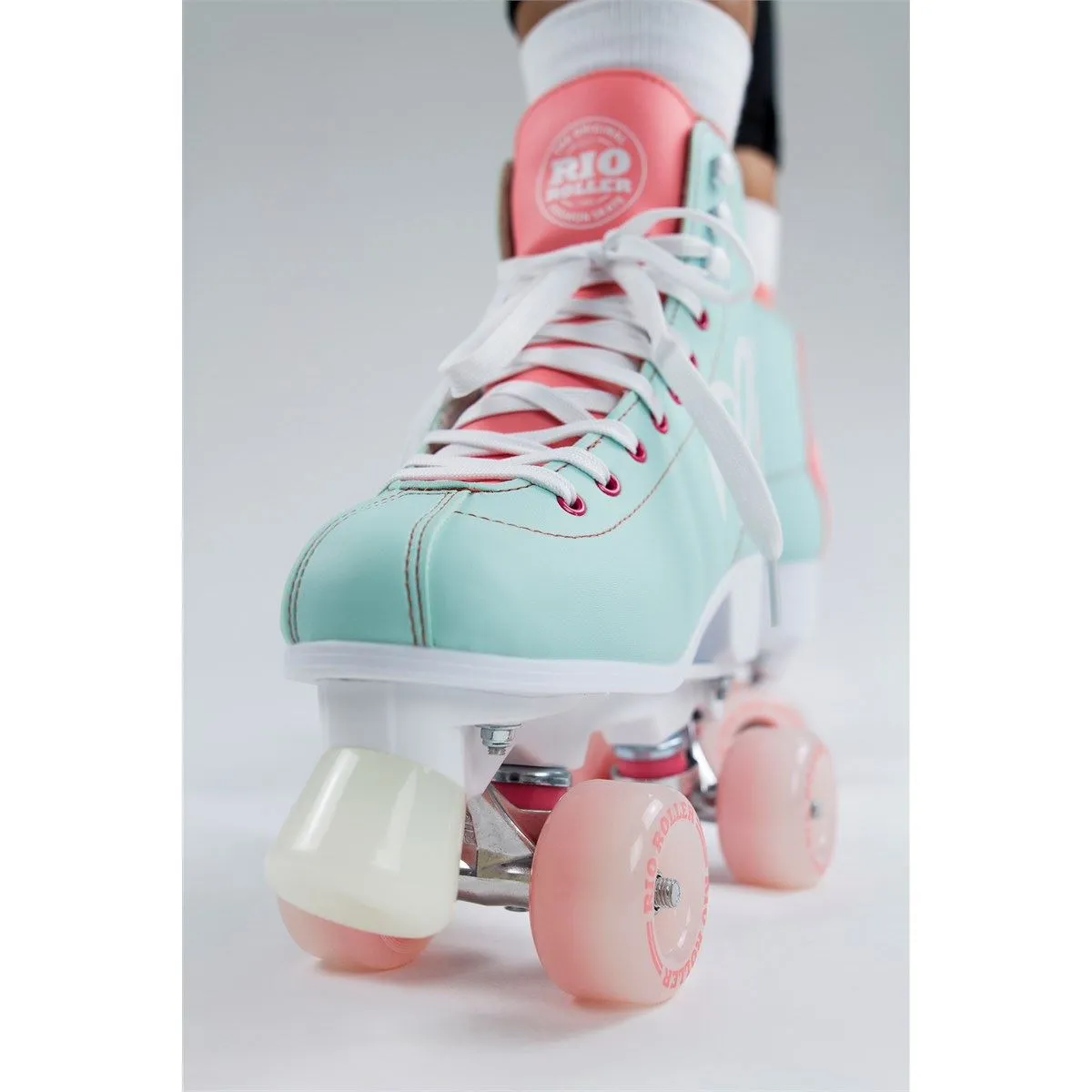 Rio Roller Script Quad Skates - Teal / Coral