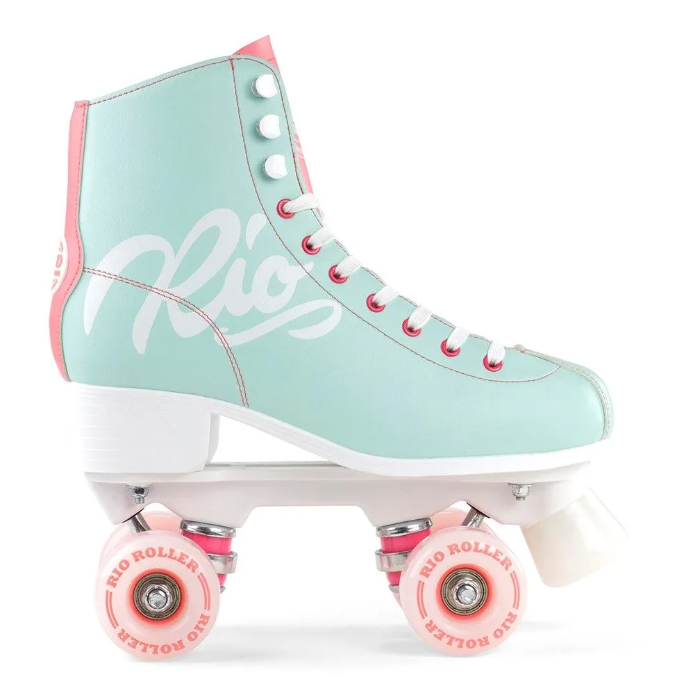 Rio Roller Script Quad Skates - Teal / Coral