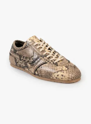 Snake print leather sneakers