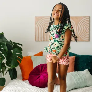 Stone Fruit Orchard Ruffle Cap Sleeve Skater Peplum/ Skater Shorts Set