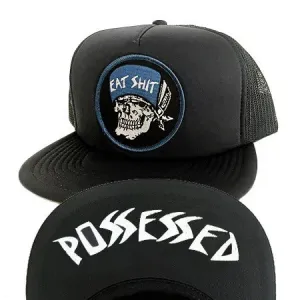 SUICIDAL SKATES EAT SHIT PATCH POSSESSED FLIP MESH HAT BLACK