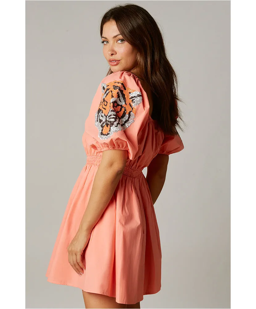 Tiger Time Sequin Patch Dress