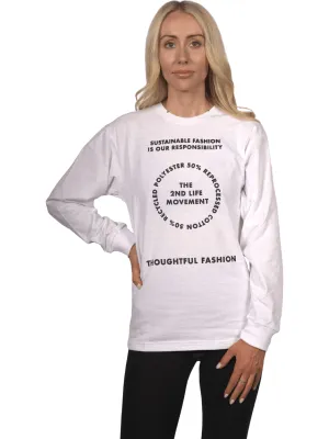 Topshop Women's Skater Long Sleeve Top - White