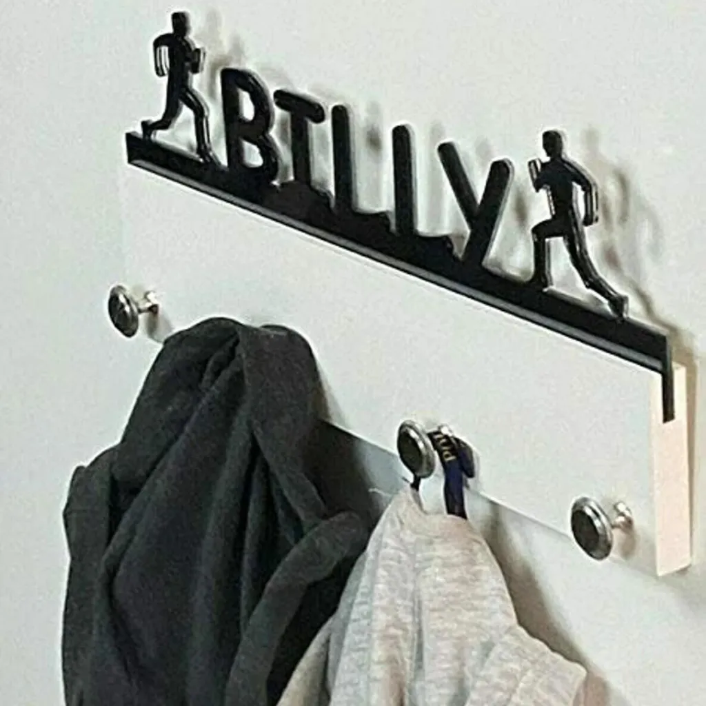 Track Field Runner Personalized Sports Coat Hook Hanger, Handmade Wall Organizer, Storage Space for Your Living Space
