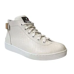 Travel Fox Malibu Men's White Nappa Leather Mid Top Sneakers 915601 007