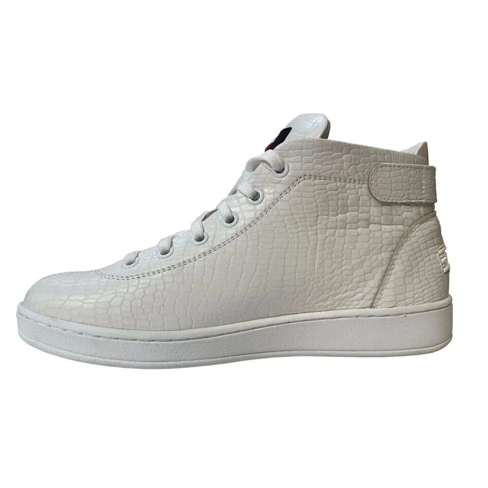 Travel Fox Malibu Men's White Nappa Leather Mid Top Sneakers 915601 007