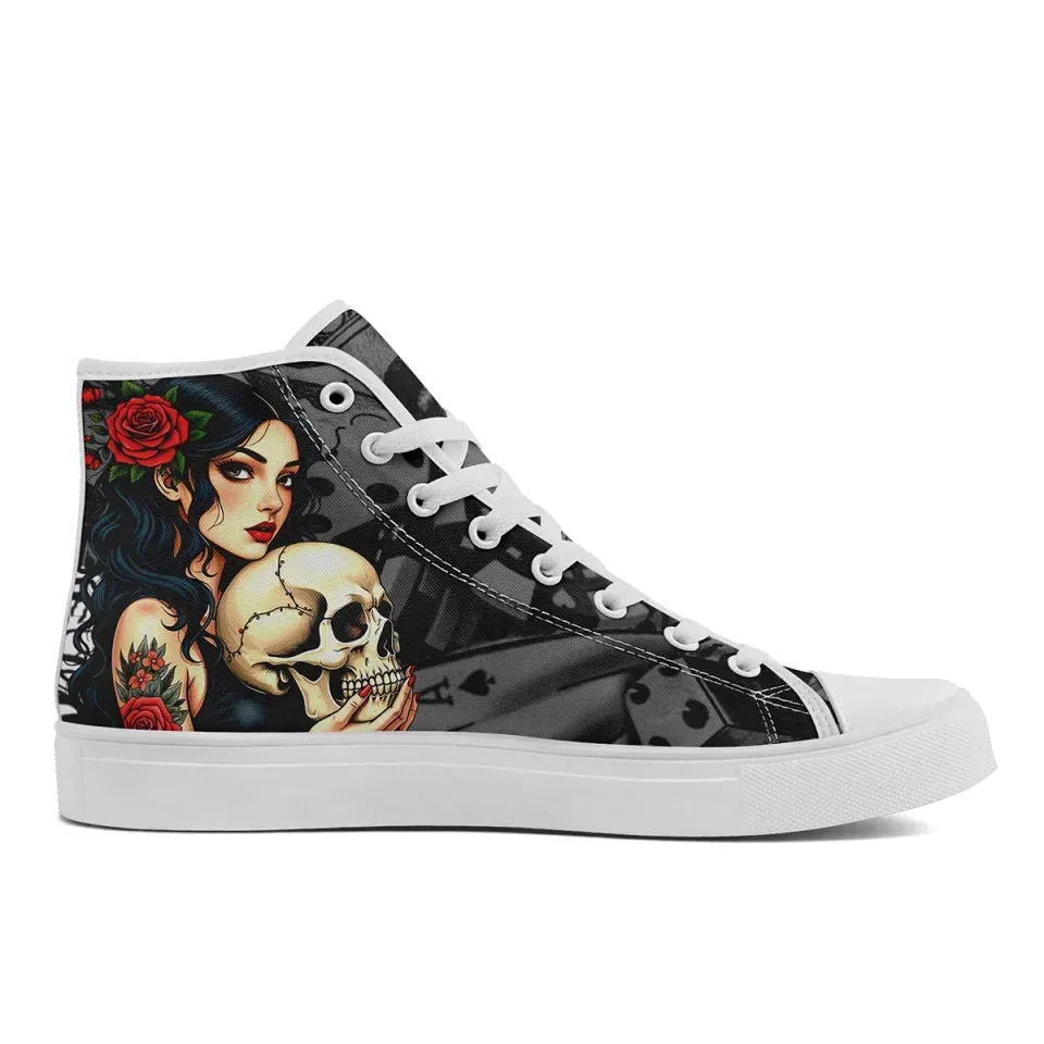 Unique Gift,Personalized Gothic Sneakers, Custom Punk Shoes, Canvas High Top Shoes for Men and Women