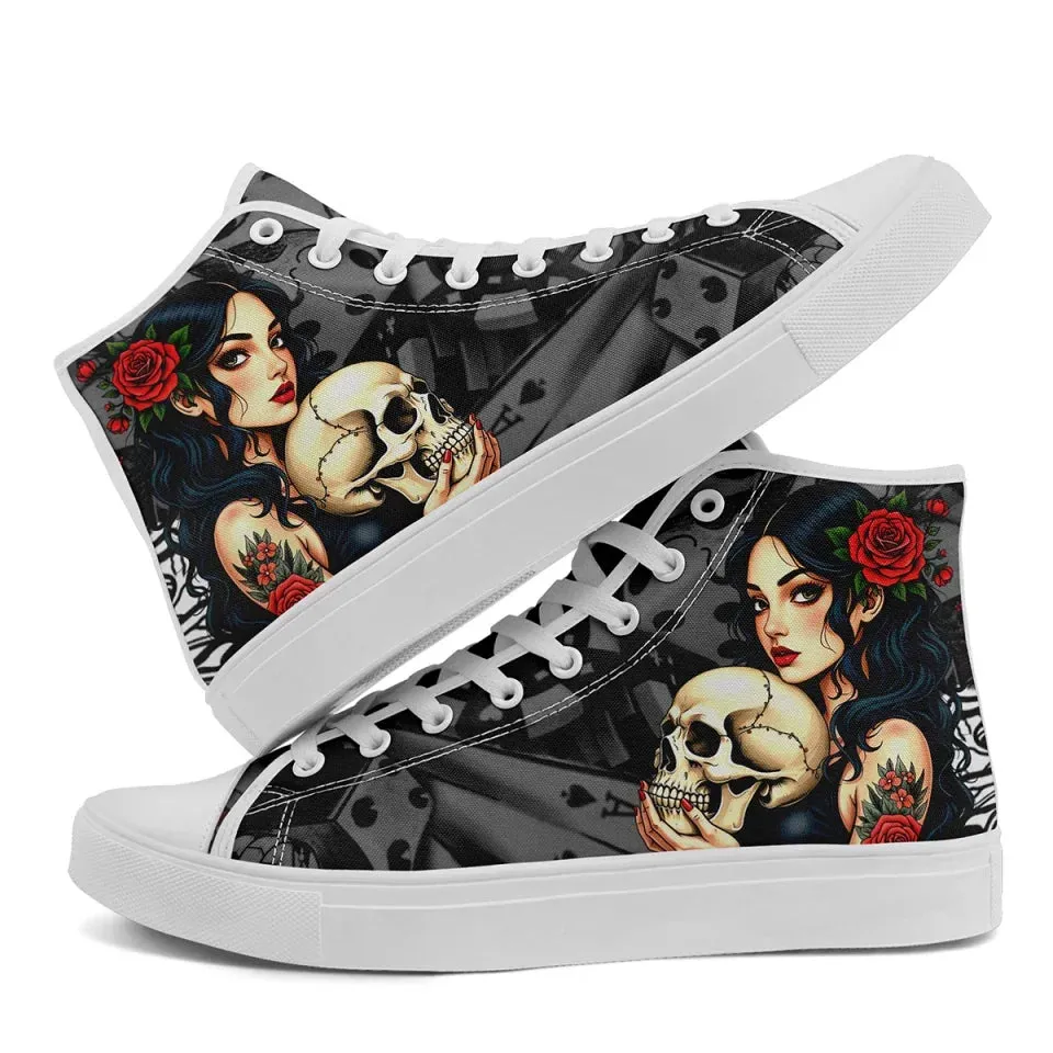 Unique Gift,Personalized Gothic Sneakers, Custom Punk Shoes, Canvas High Top Shoes for Men and Women