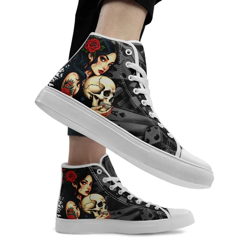 Unique Gift,Personalized Gothic Sneakers, Custom Punk Shoes, Canvas High Top Shoes for Men and Women