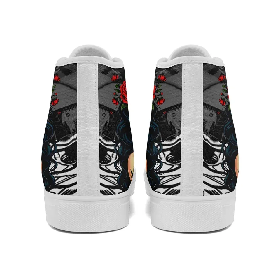Unique Gift,Personalized Gothic Sneakers, Custom Punk Shoes, Canvas High Top Shoes for Men and Women