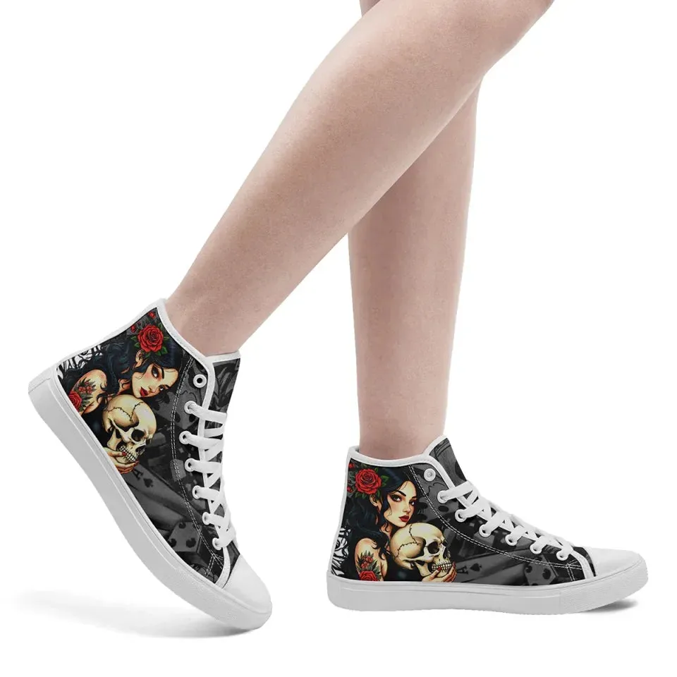Unique Gift,Personalized Gothic Sneakers, Custom Punk Shoes, Canvas High Top Shoes for Men and Women