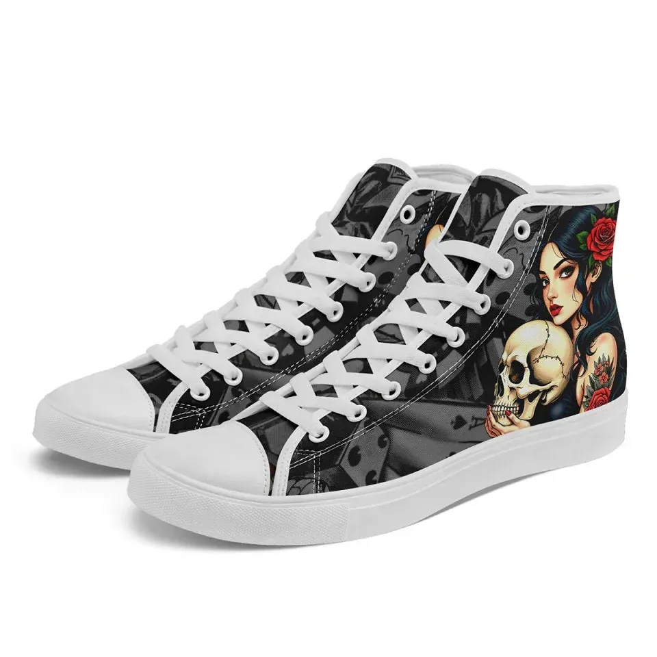 Unique Gift,Personalized Gothic Sneakers, Custom Punk Shoes, Canvas High Top Shoes for Men and Women